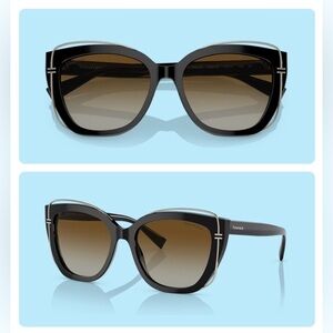 Tiffany & Co. TF4148 Cat Eye Prescription Gradient Sunglasses, Black Frame, Gold